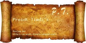 Preidt Timót névjegykártya